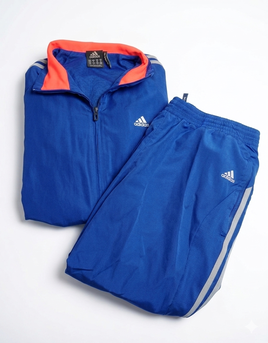 Adidas Traininganzug - Tracksuit, Zweiteiler, Herren, Sport, Blau/ Orange, Gr. M
