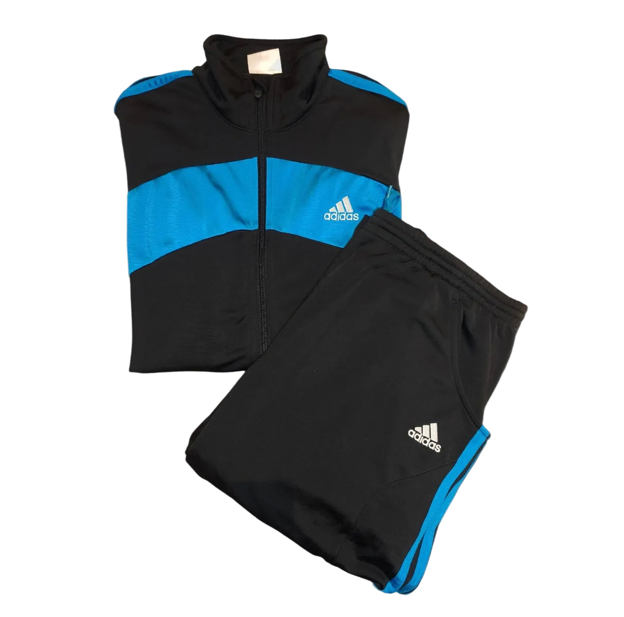 Adidas Vintage 90s Tracksuit / Trainingsanzug – Schwarz/Blau, Gr. M
