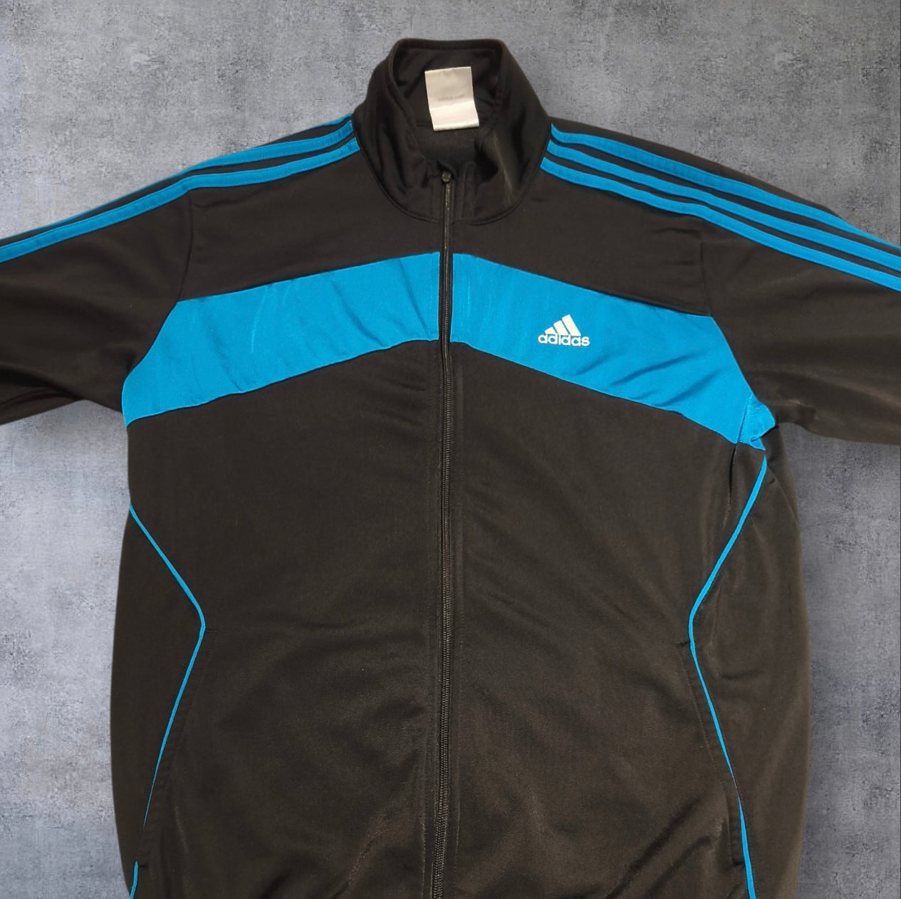Adidas Vintage 90s Tracksuit / Trainingsanzug – Schwarz/Blau, Gr. M